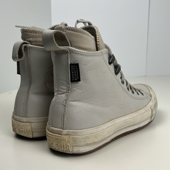 Converse High Top Sneaker Boot Chuck Taylor All Star Leather Waterproof Beige - Picture 8 of 16